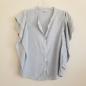 Splendid Striped Ruffle Blouse Size Medium